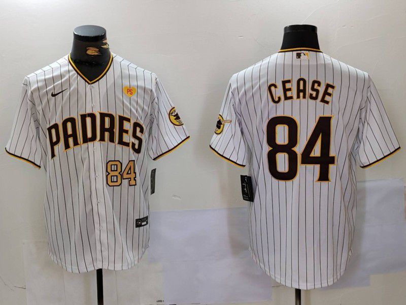 Men San Diego Padres #84 Cease White stripe Game 2024 Nike MLB Jersey style 6